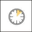 Die Illustration zeigt eine Uhr. Die gelb hervorgehobenen acht Minuten geben die Verarbeitungszeit der Dose vor.